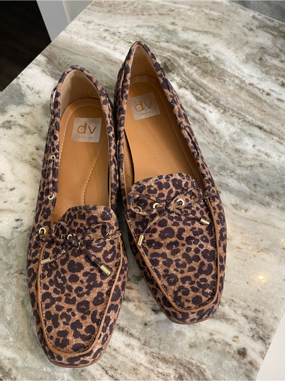 Dolce Vita Leopard Print Moccasin Loafers in Brown
